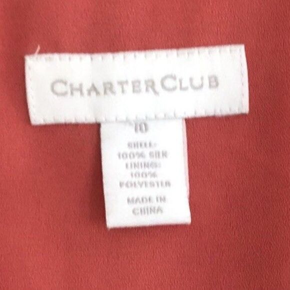 Charter Club Silk Maxi Dress Womens Sz 10 Salmon Brown Boho Tiered V-neck Lined - Picture 4 of 16